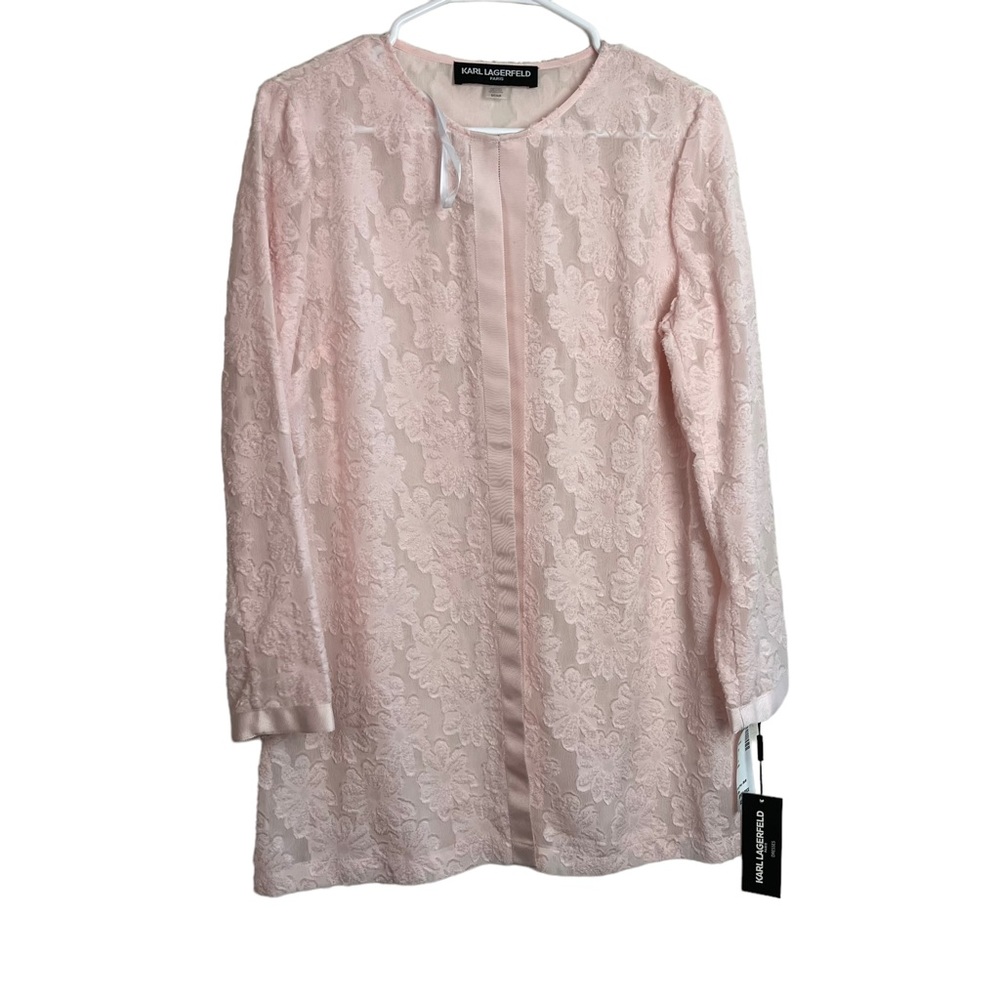 NWT Karl Lagerfeld Paris Pink Cardigan Floral Size S Women